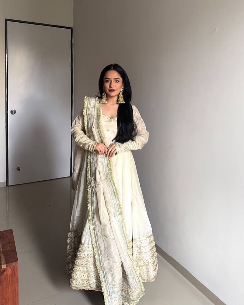 Chinon Thread & Sequin Work Suit Set with Dupatta and Pant