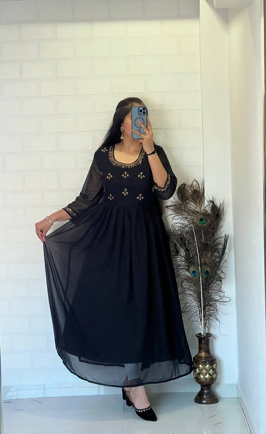 Dress with Khatli Maggam Handwork & Designer Sleeves