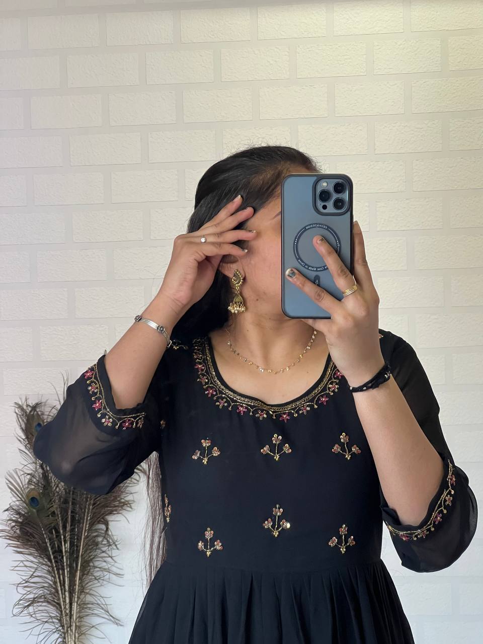 Dress with Khatli Maggam Handwork & Designer Sleeves