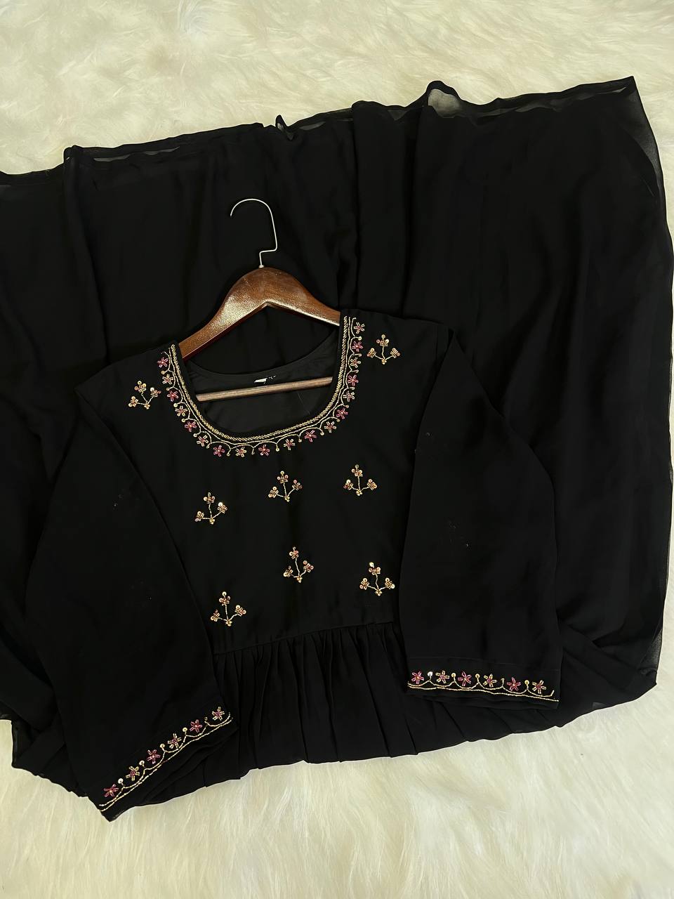 Dress with Khatli Maggam Handwork & Designer Sleeves