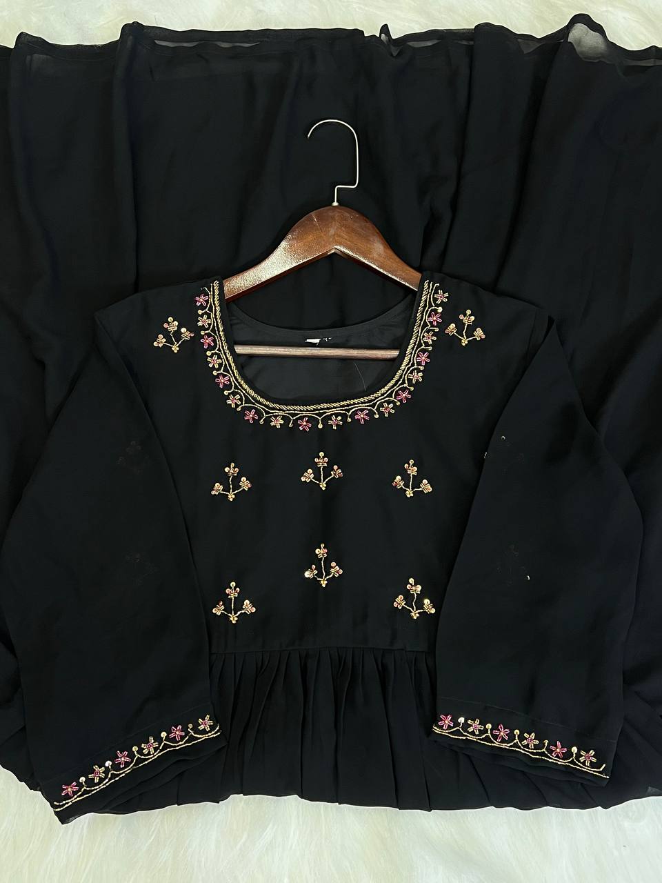 Dress with Khatli Maggam Handwork & Designer Sleeves