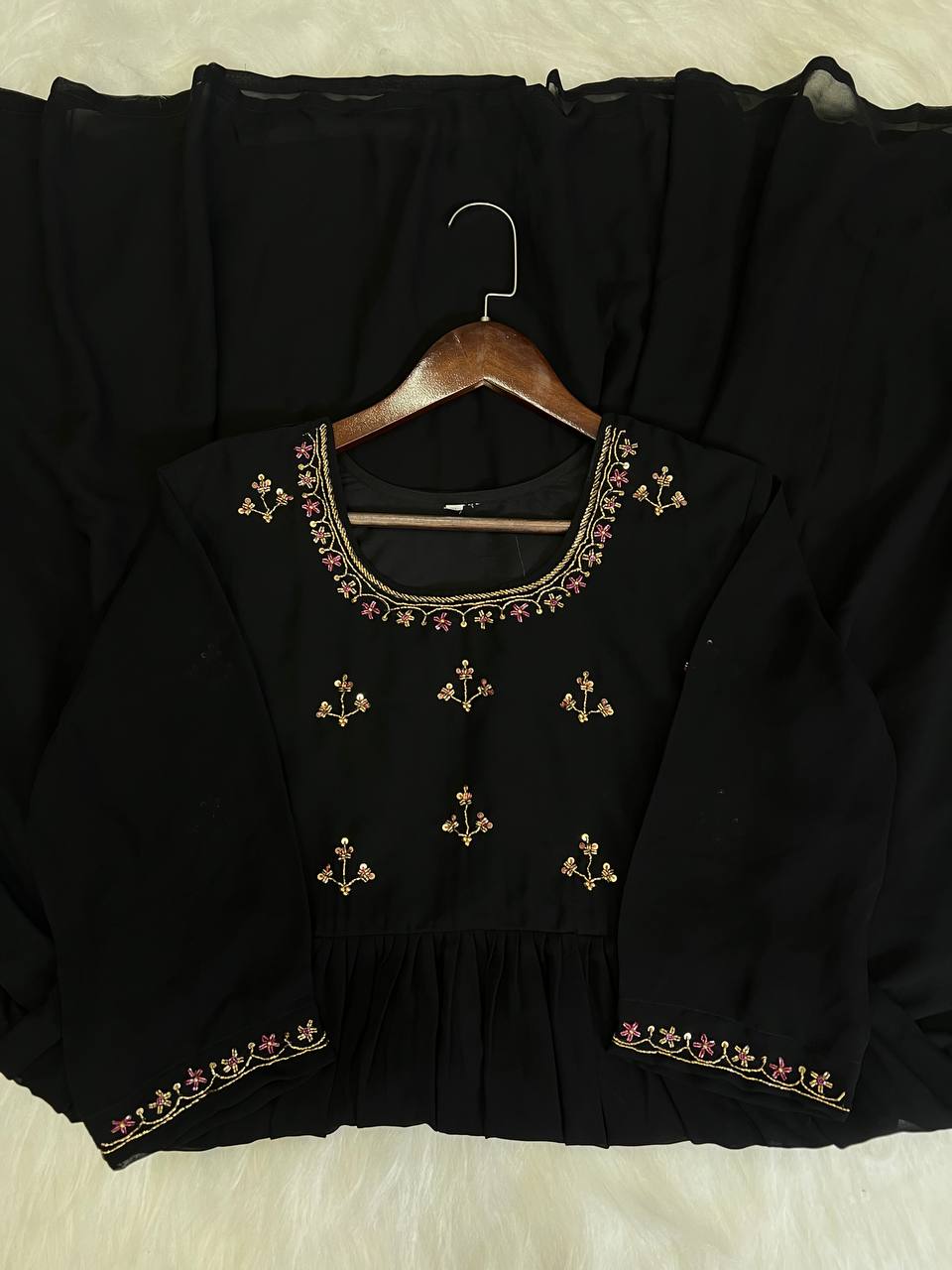 Dress with Khatli Maggam Handwork & Designer Sleeves