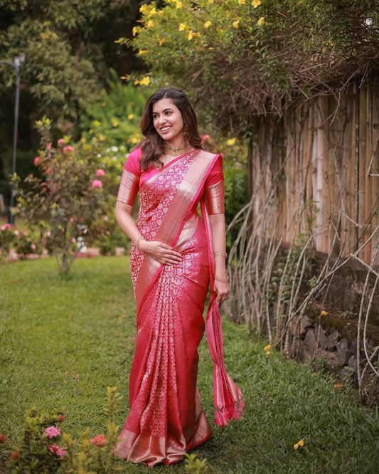 Silk Saree with Rich Pallu & All-Over Jacquard