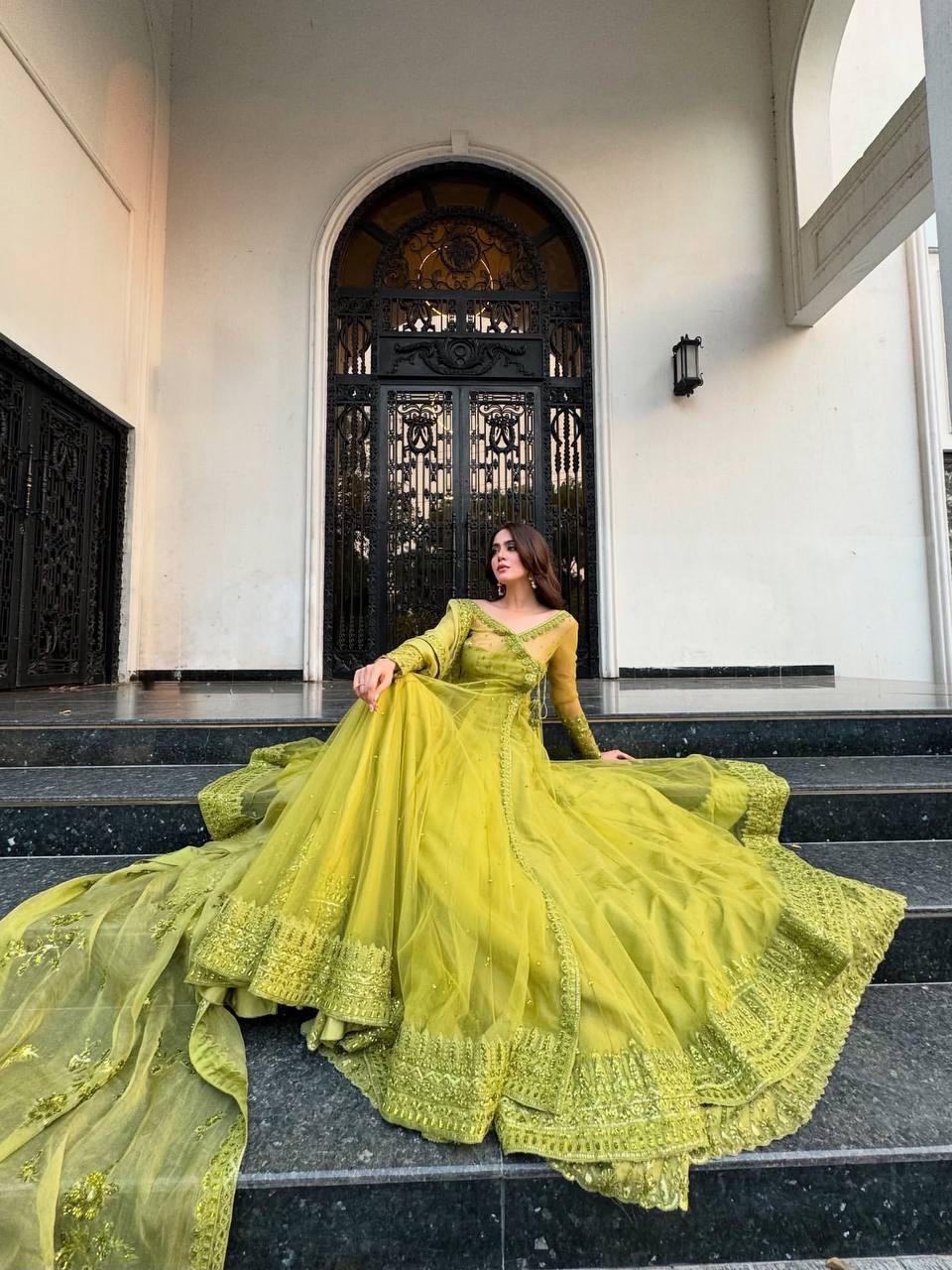 Kediya Style Butterfly Net Lehenga Set with Blouse & Dupatta