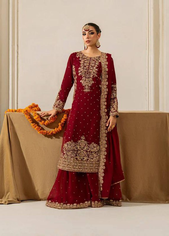 Georgette Plazo Suit Set with Rivet Moti & Sequin Work