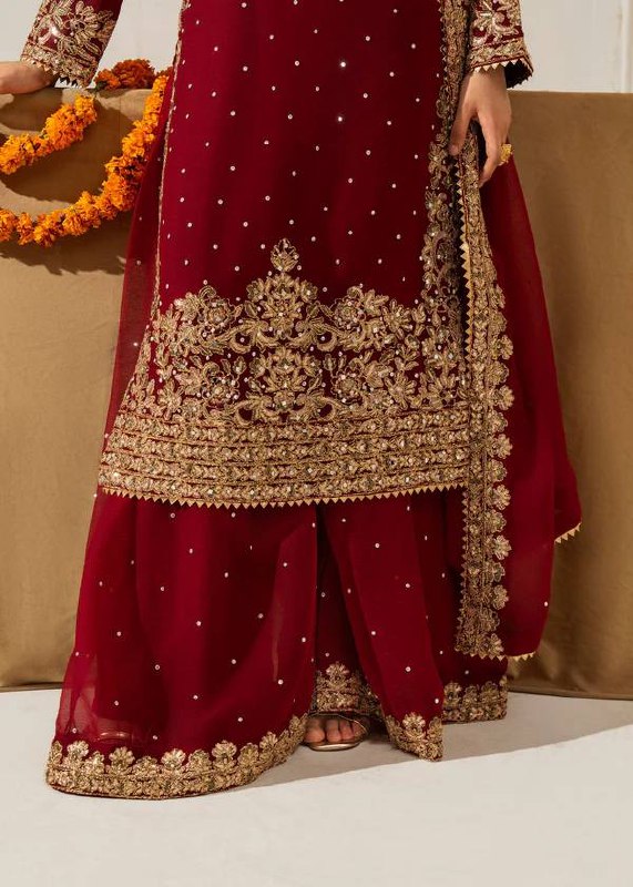 Georgette Plazo Suit Set with Rivet Moti & Sequin Work