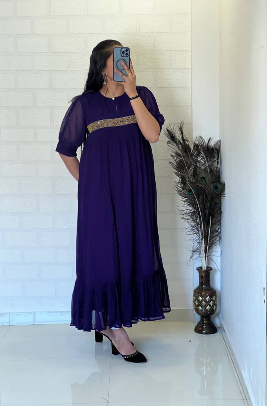 Georgette Dress with Khatli Maggam Handwork