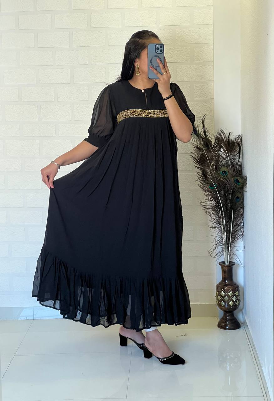 Georgette Dress with Khatli Maggam Handwork