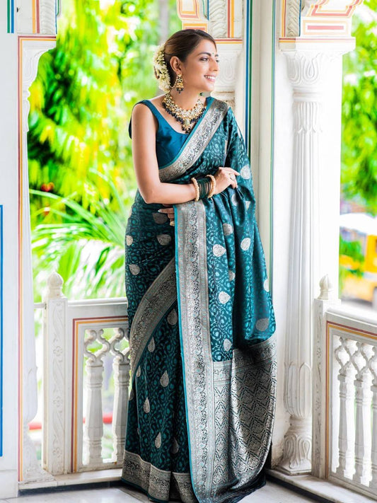 Soft Lichi Silk Saree with Rich Pallu & All-Over Jacquard