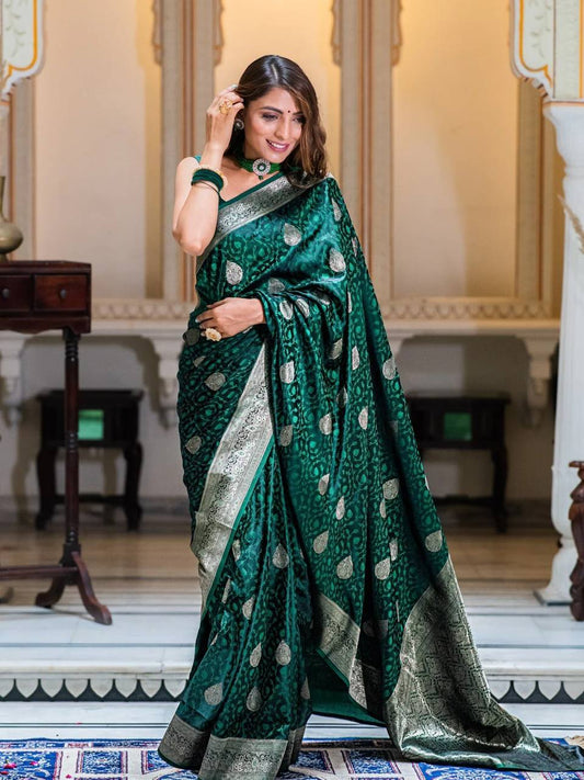 Soft Lichi Silk Saree with Rich Pallu & All-Over Jacquard