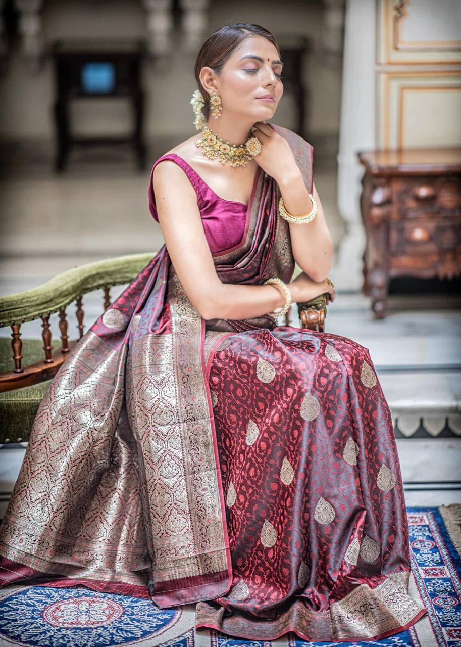 Silk Saree with Rich Pallu & All-Over Jacquard