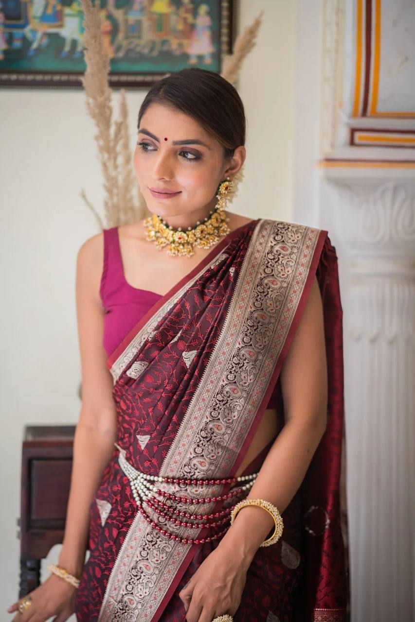 Silk Saree with Rich Pallu & All-Over Jacquard