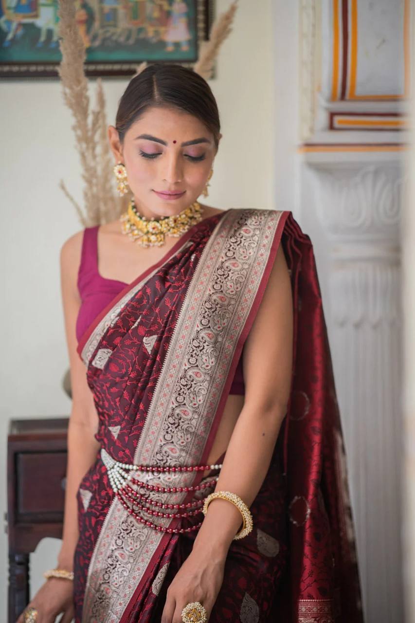 Silk Saree with Rich Pallu & All-Over Jacquard