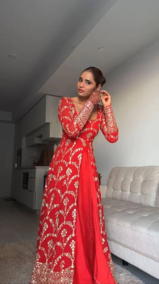 Georgette Thread & Sequin Work Suit Set – Front & Back Embroidery