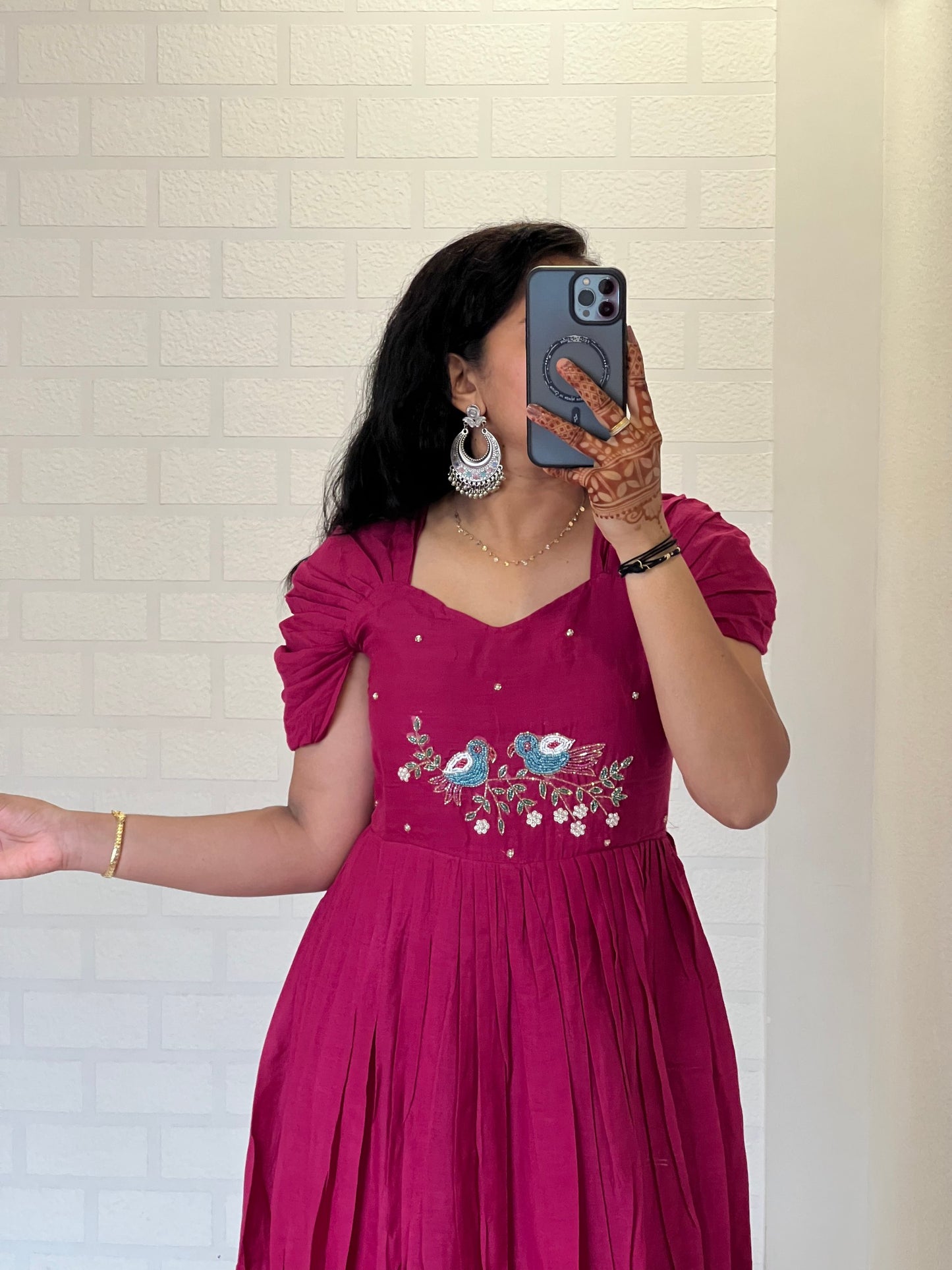 Pure Mul Mul Cotton Handwork Dress