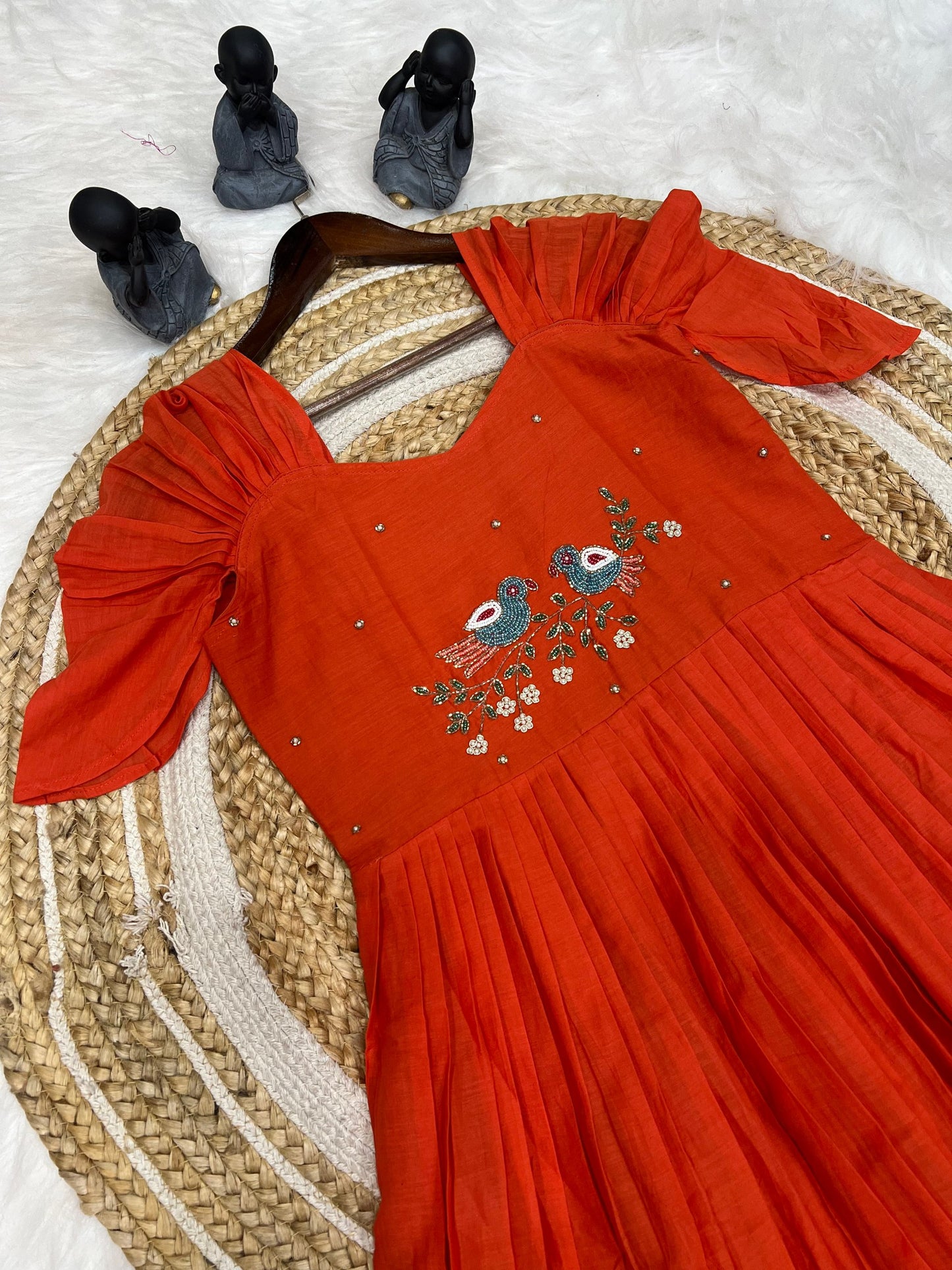 Pure Mul Mul Cotton Handwork Dress
