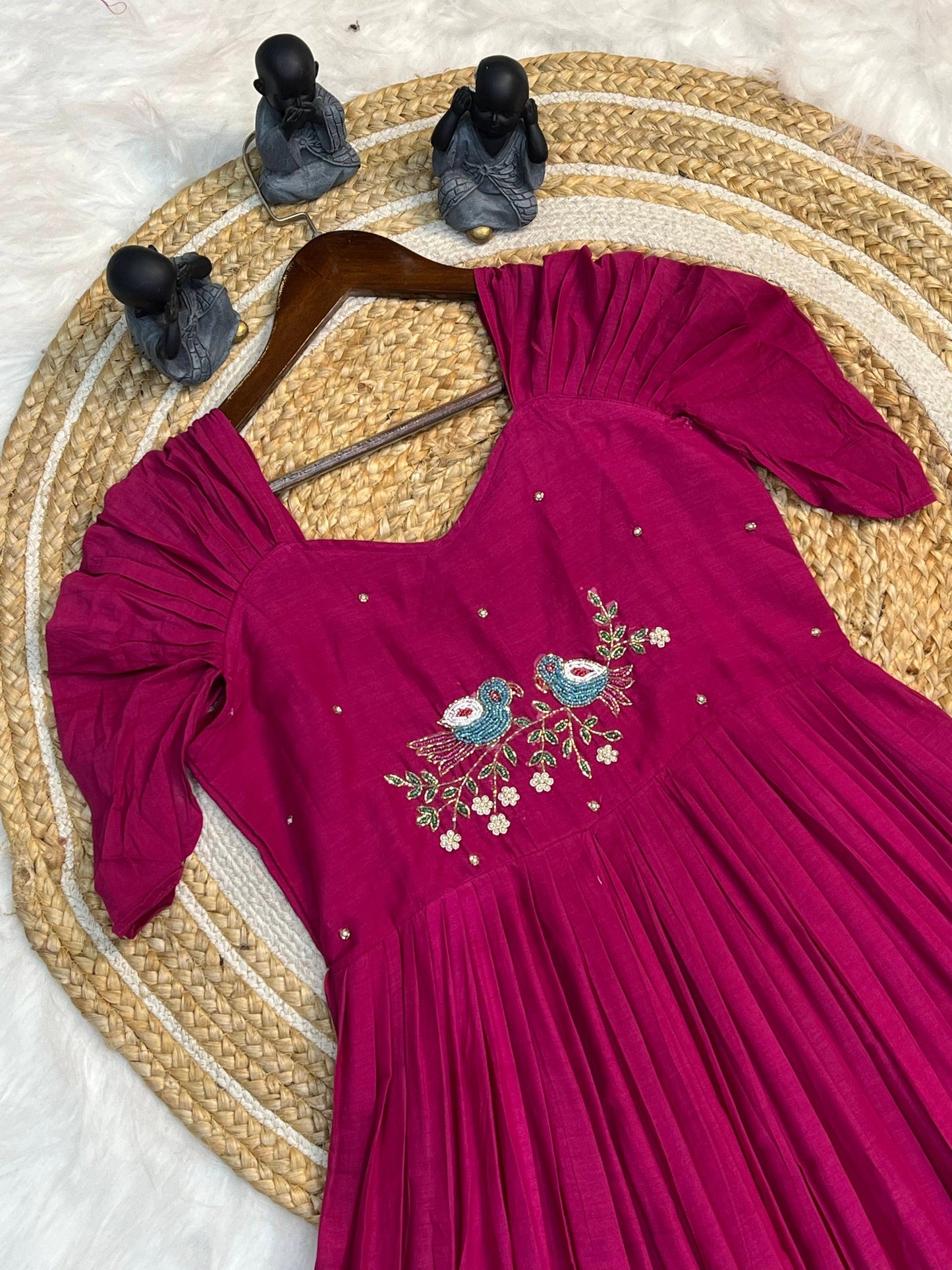 Pure Mul Mul Cotton Handwork Dress