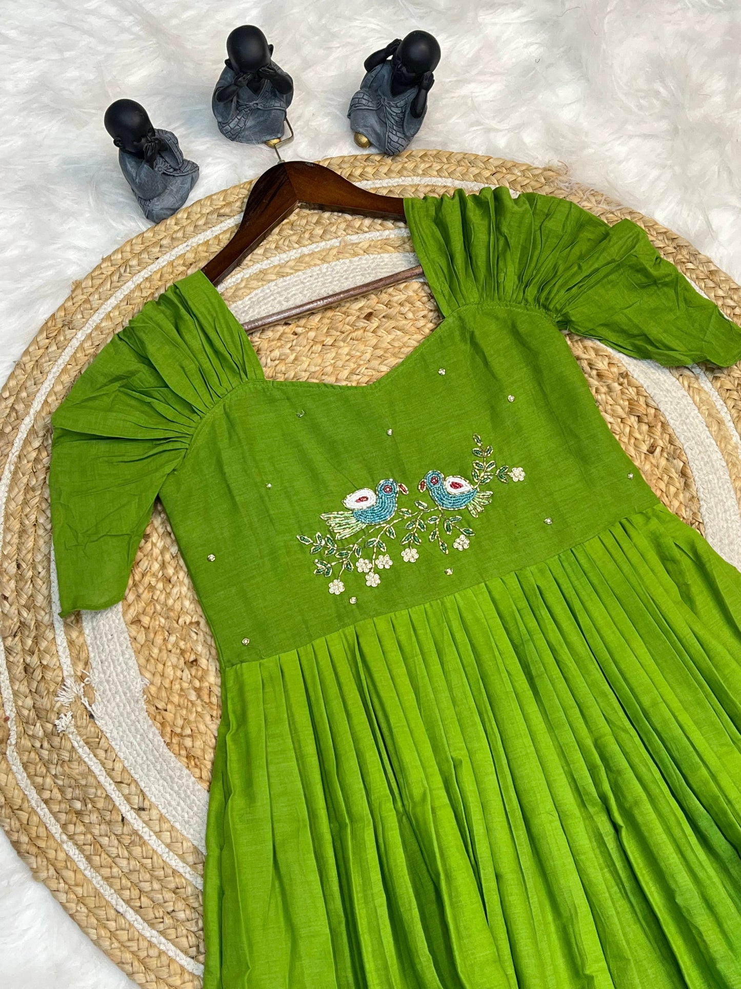 Pure Mul Mul Cotton Handwork Dress