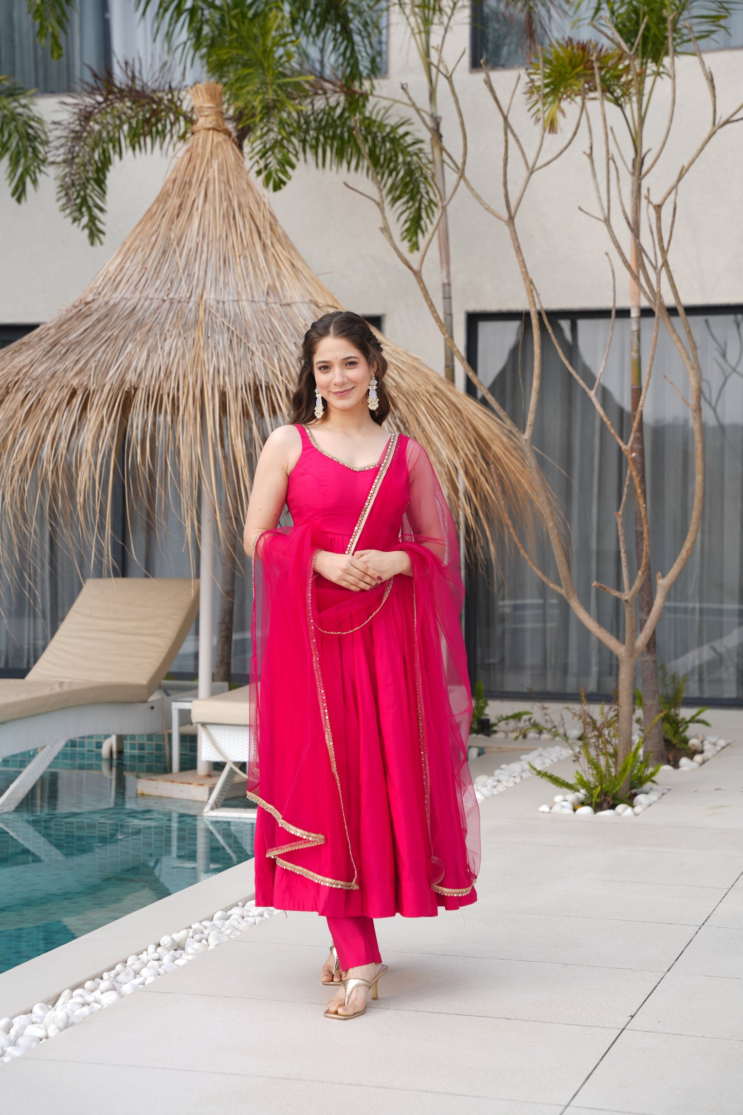 Roman Silk Chanderi Anarkali Set