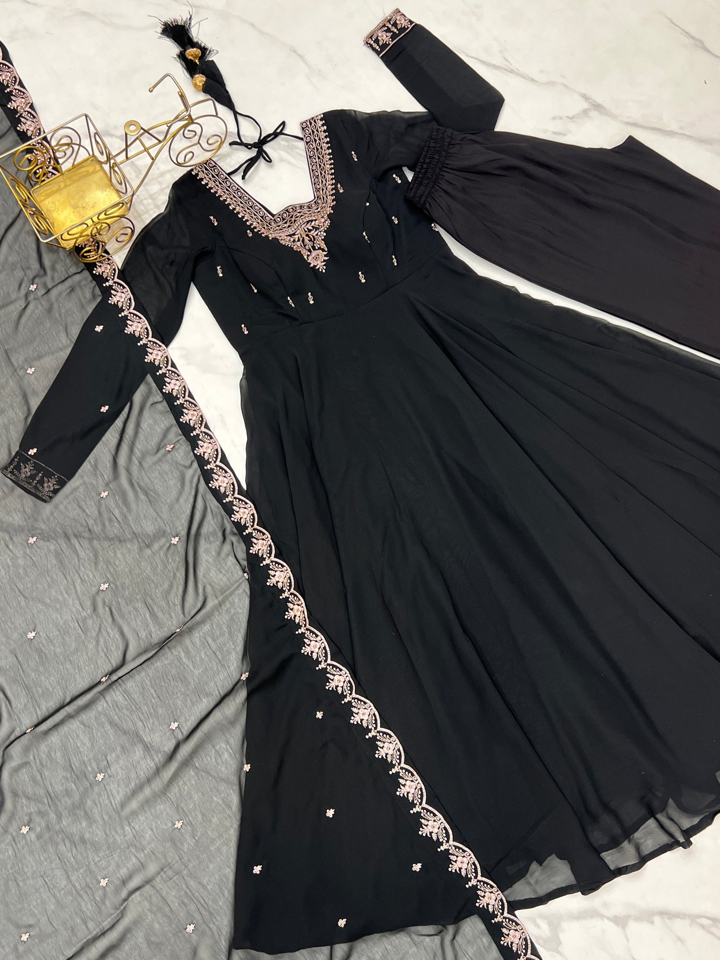 Georgette Anarkali Set with Heavy Embroidery