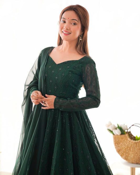 Lukhnowi Sequin Georgette Anarkali Set