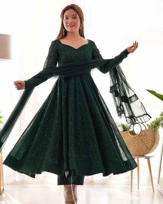 Lukhnowi Sequin Georgette Anarkali Set