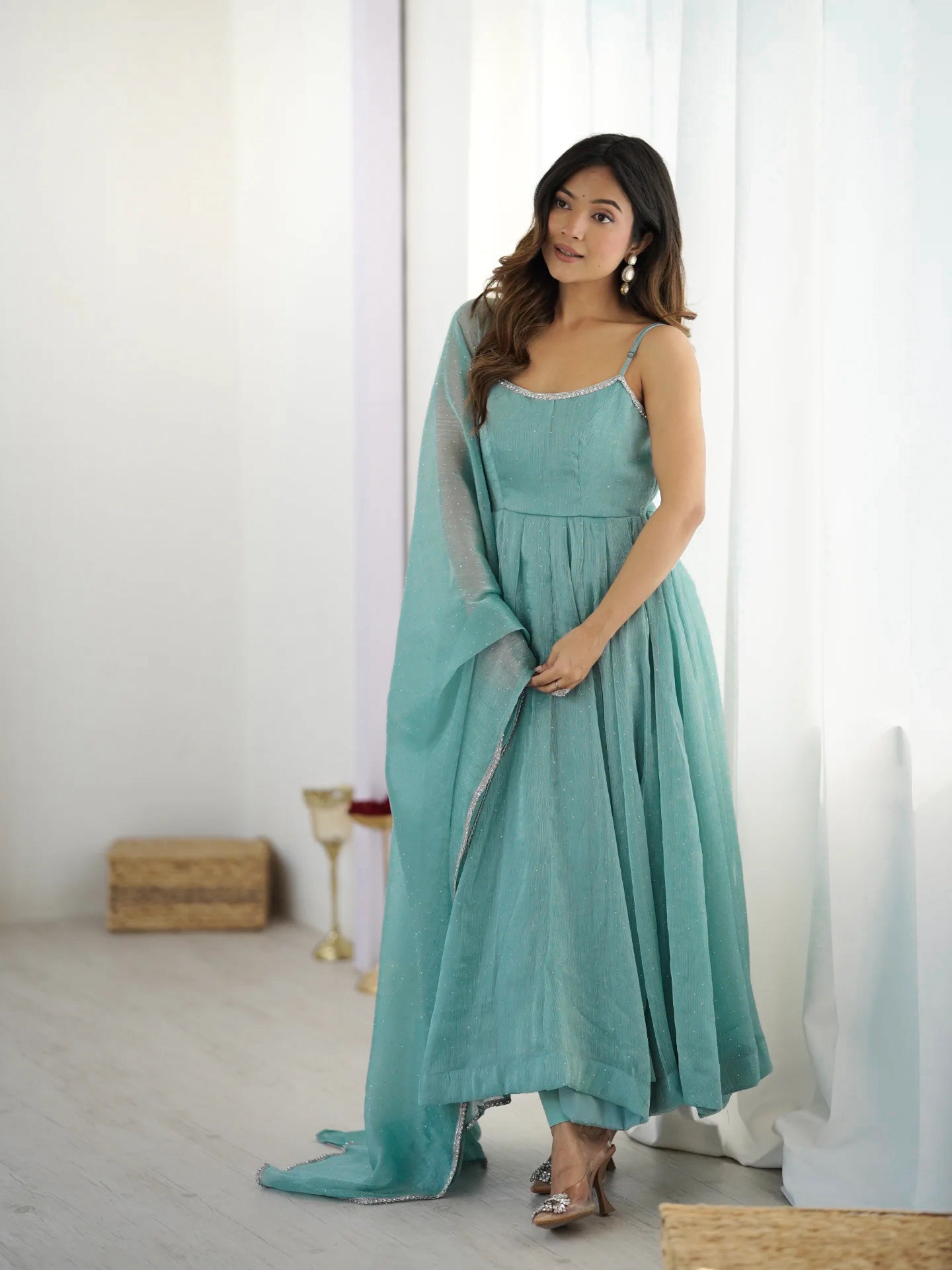 Royal Sirozki Anarkali Set in Crunchy Silk