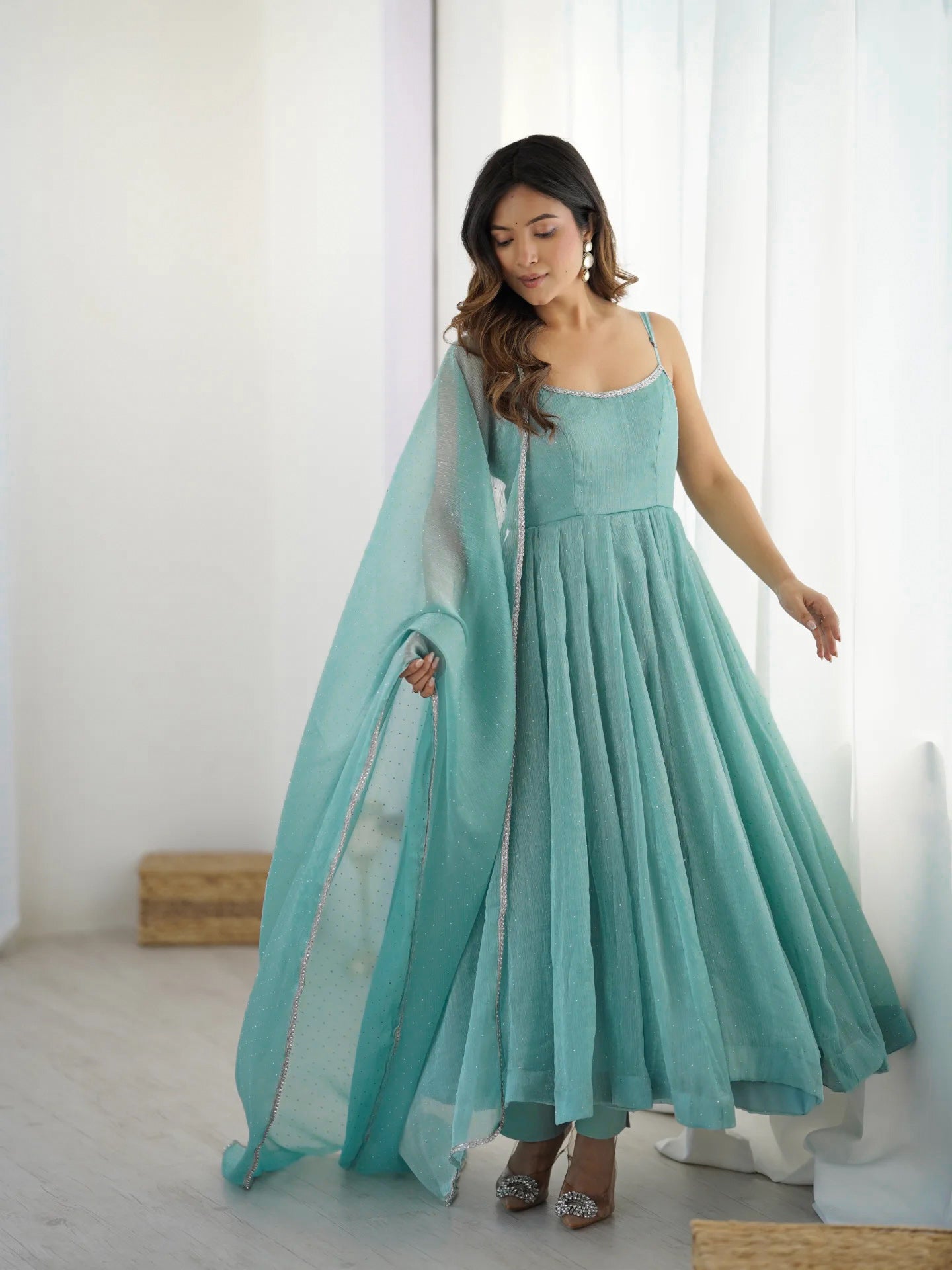 Royal Sirozki Anarkali Set in Crunchy Silk