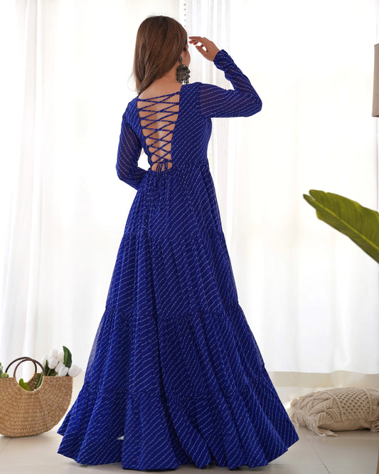 Designer Laheriya Print Anarkali Gown