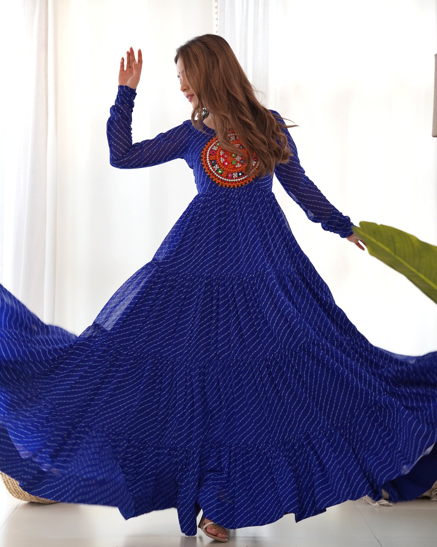 Designer Laheriya Print Anarkali Gown