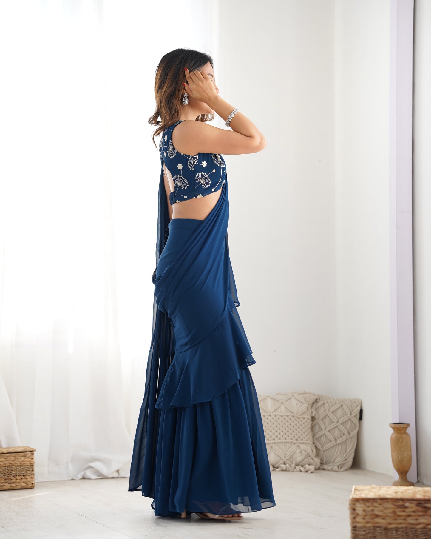 Saree Set in Georgette with Embroidered Blouse