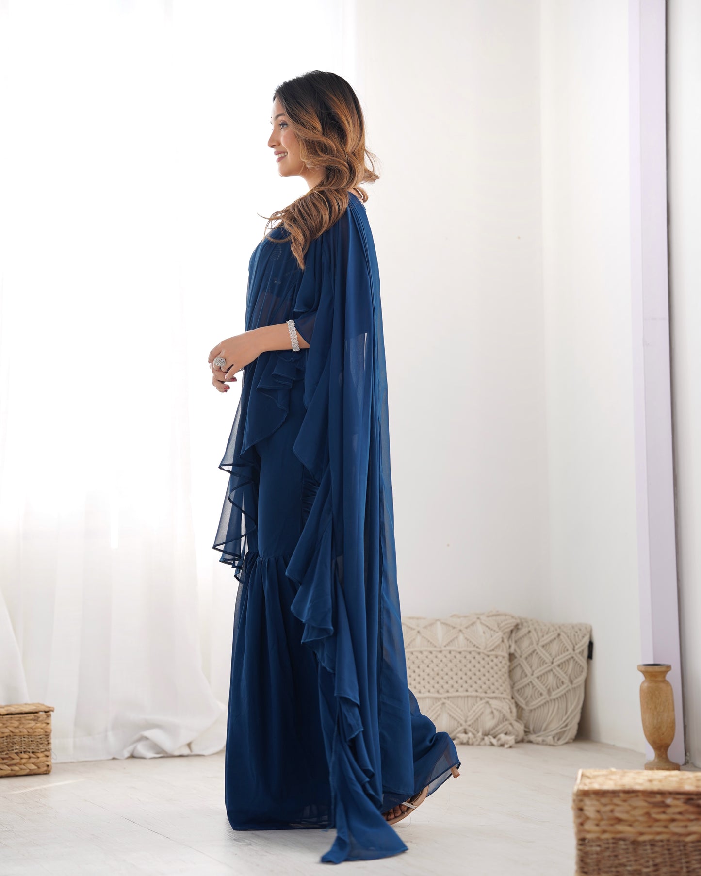 Saree Set in Georgette with Embroidered Blouse