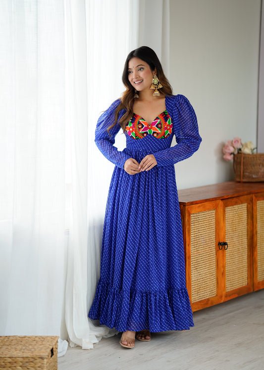Gown with Chain-Stitch Work & Tassels
