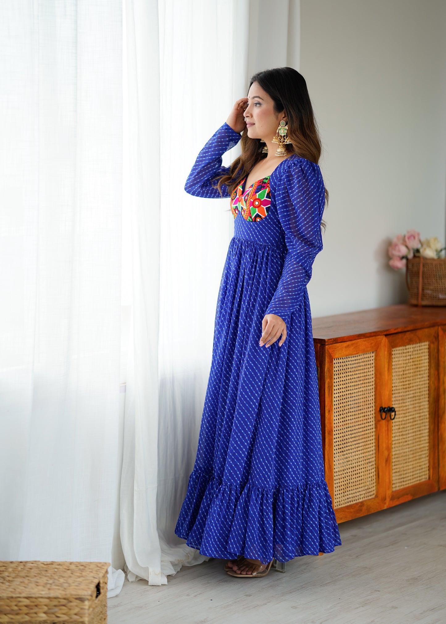 Gown with Chain-Stitch Work & Tassels