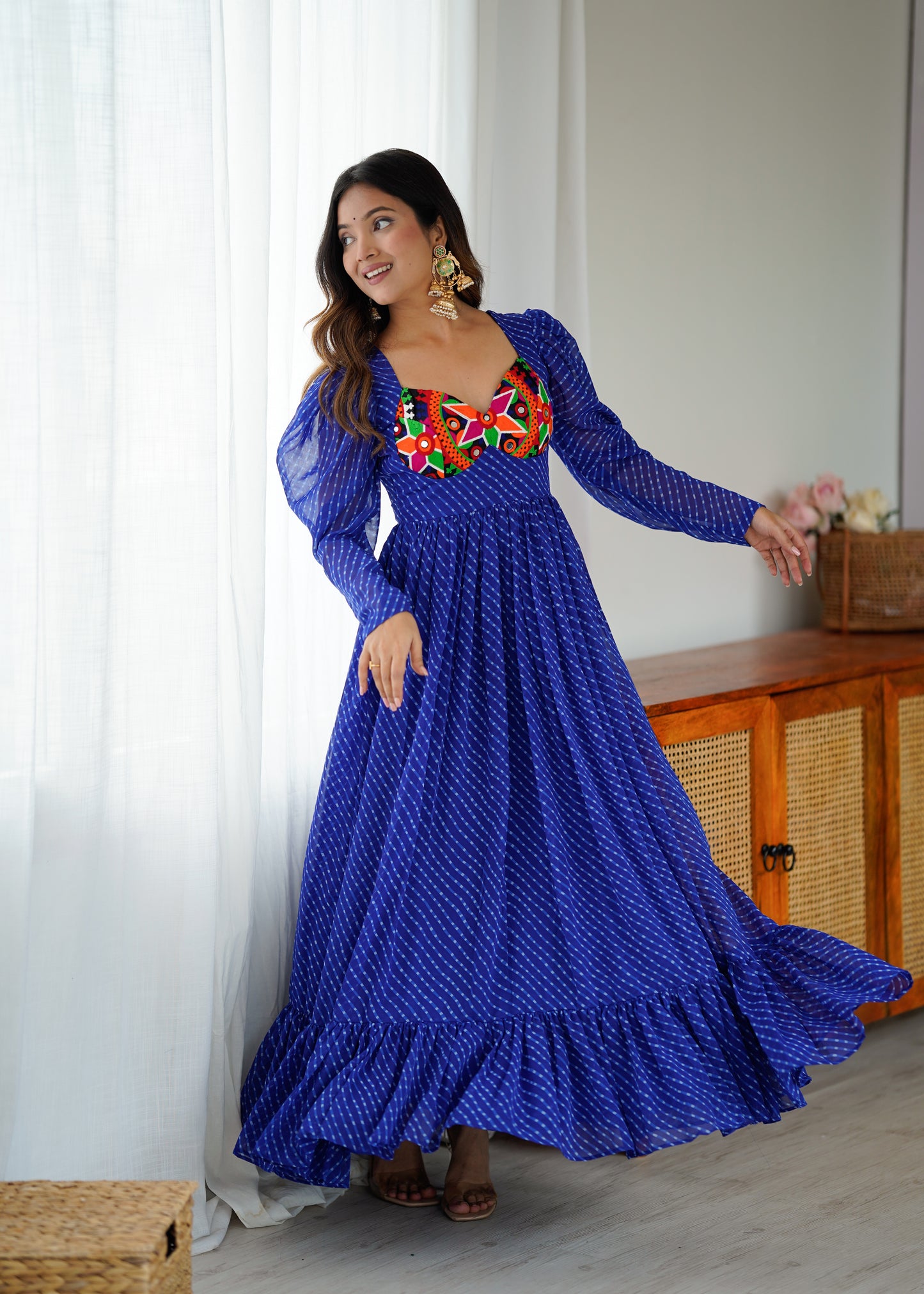 Gown with Chain-Stitch Work & Tassels