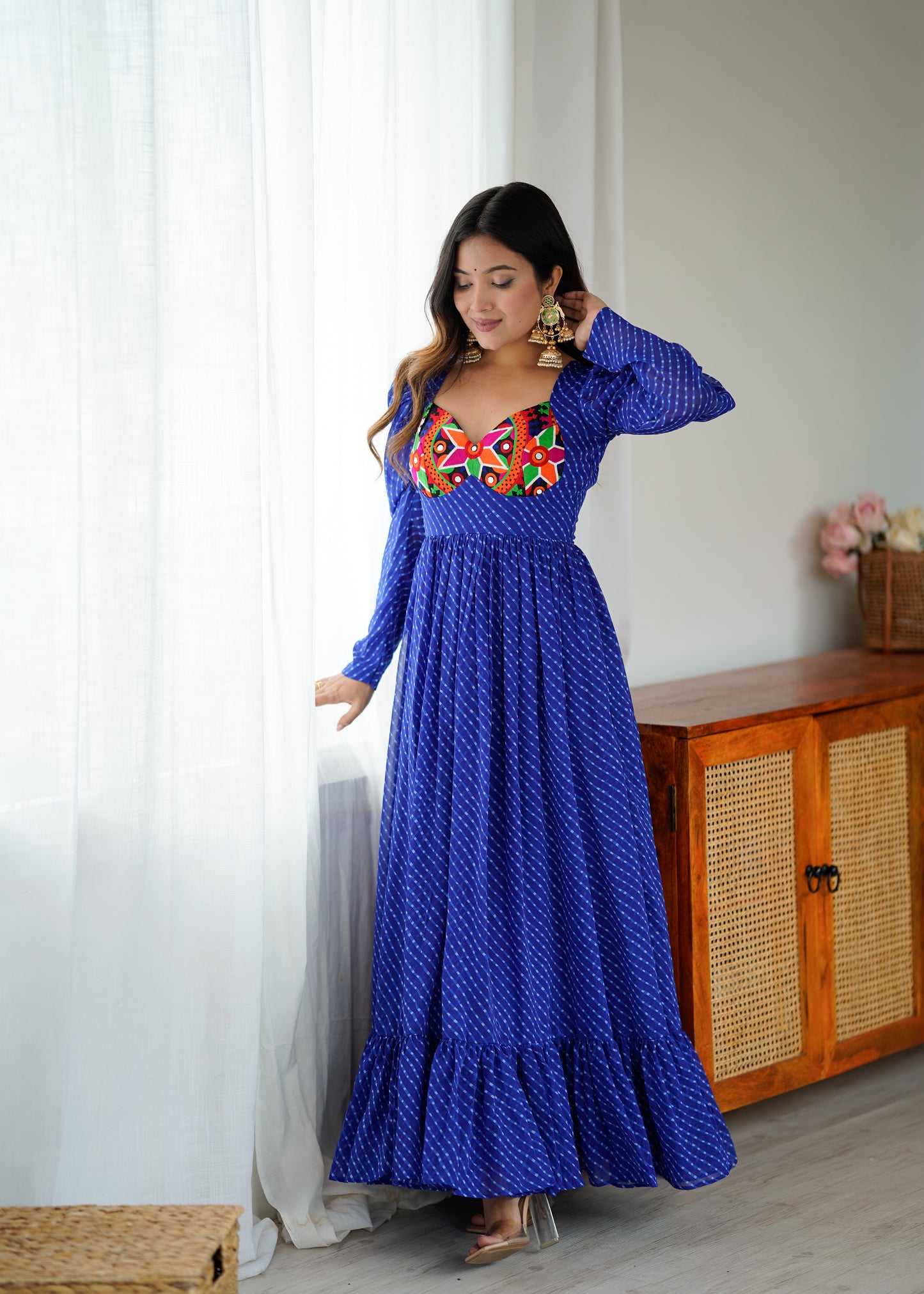 Gown with Chain-Stitch Work & Tassels