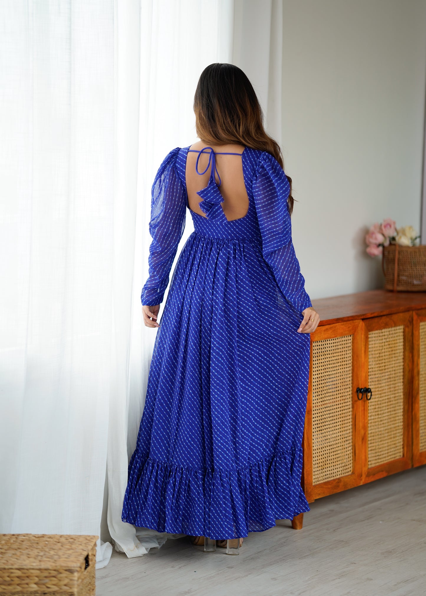 Gown with Chain-Stitch Work & Tassels