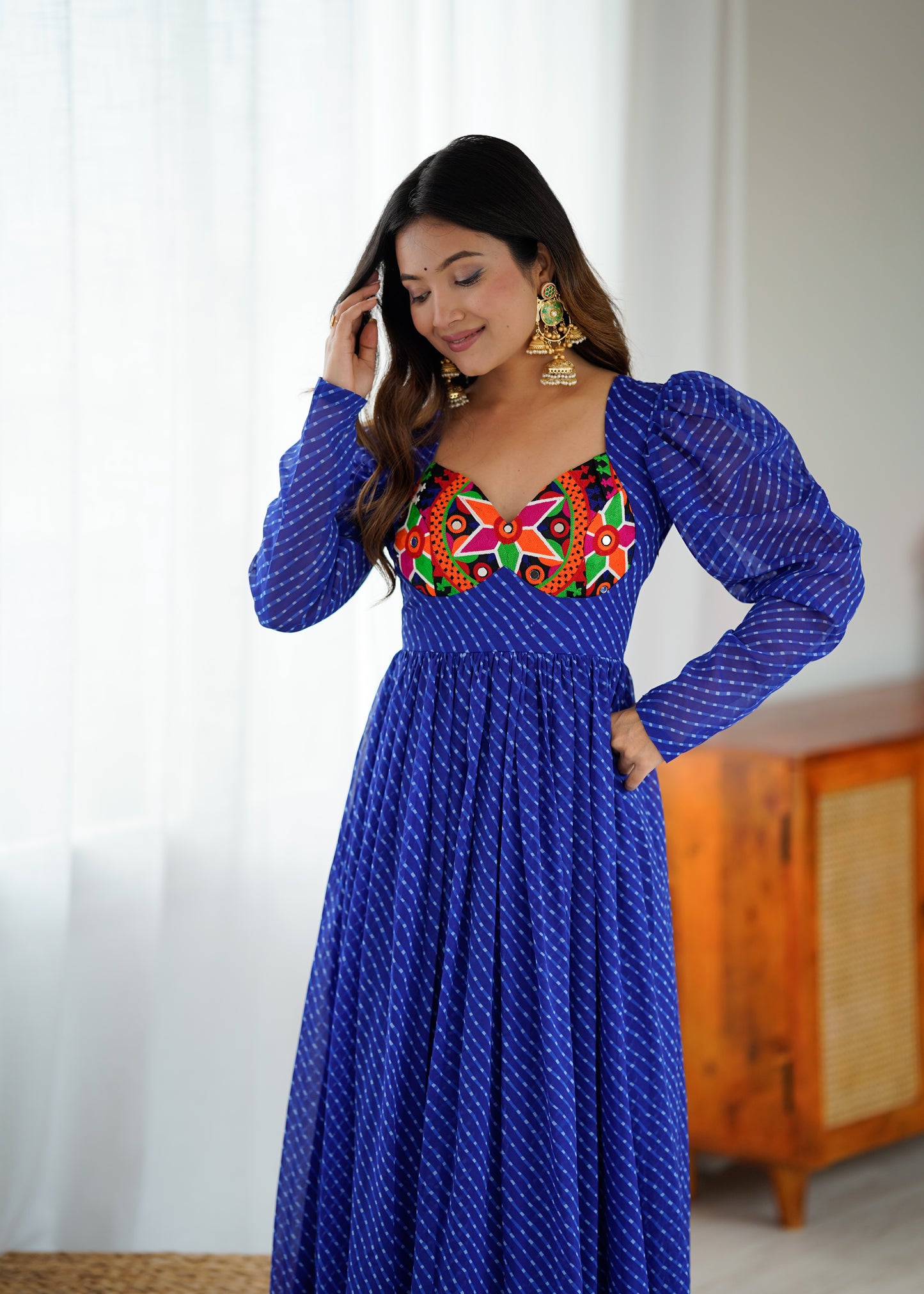 Gown with Chain-Stitch Work & Tassels