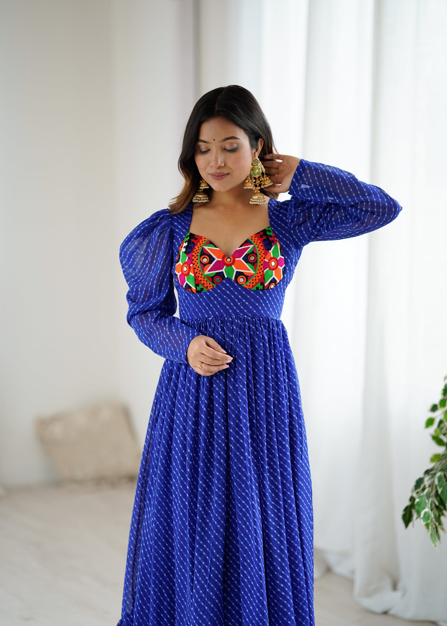 Gown with Chain-Stitch Work & Tassels