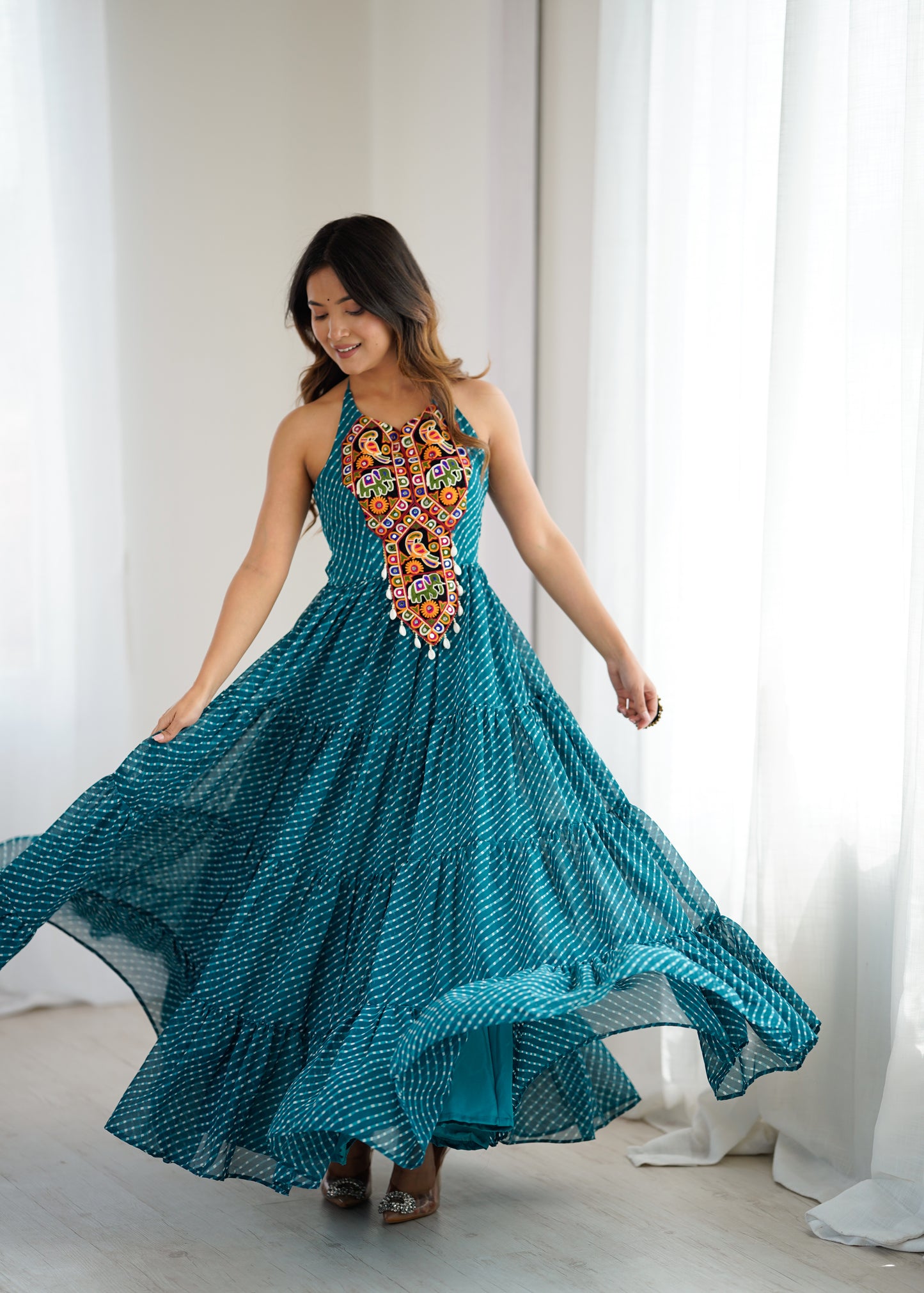Gown with 8-Meter Flair & Tassel Detailing