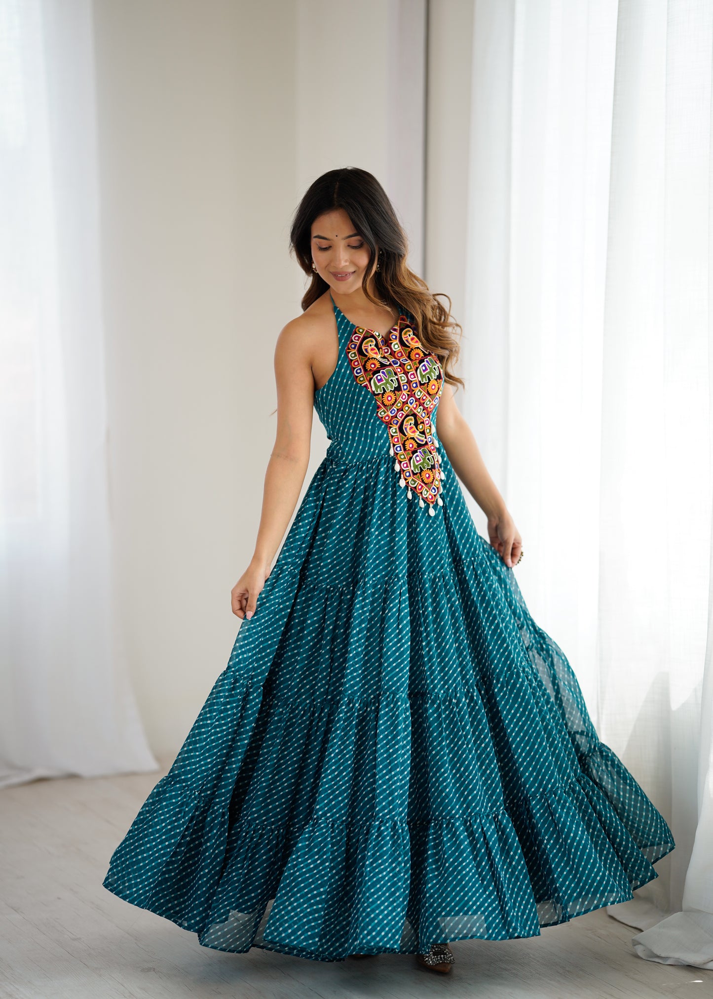 Gown with 8-Meter Flair & Tassel Detailing