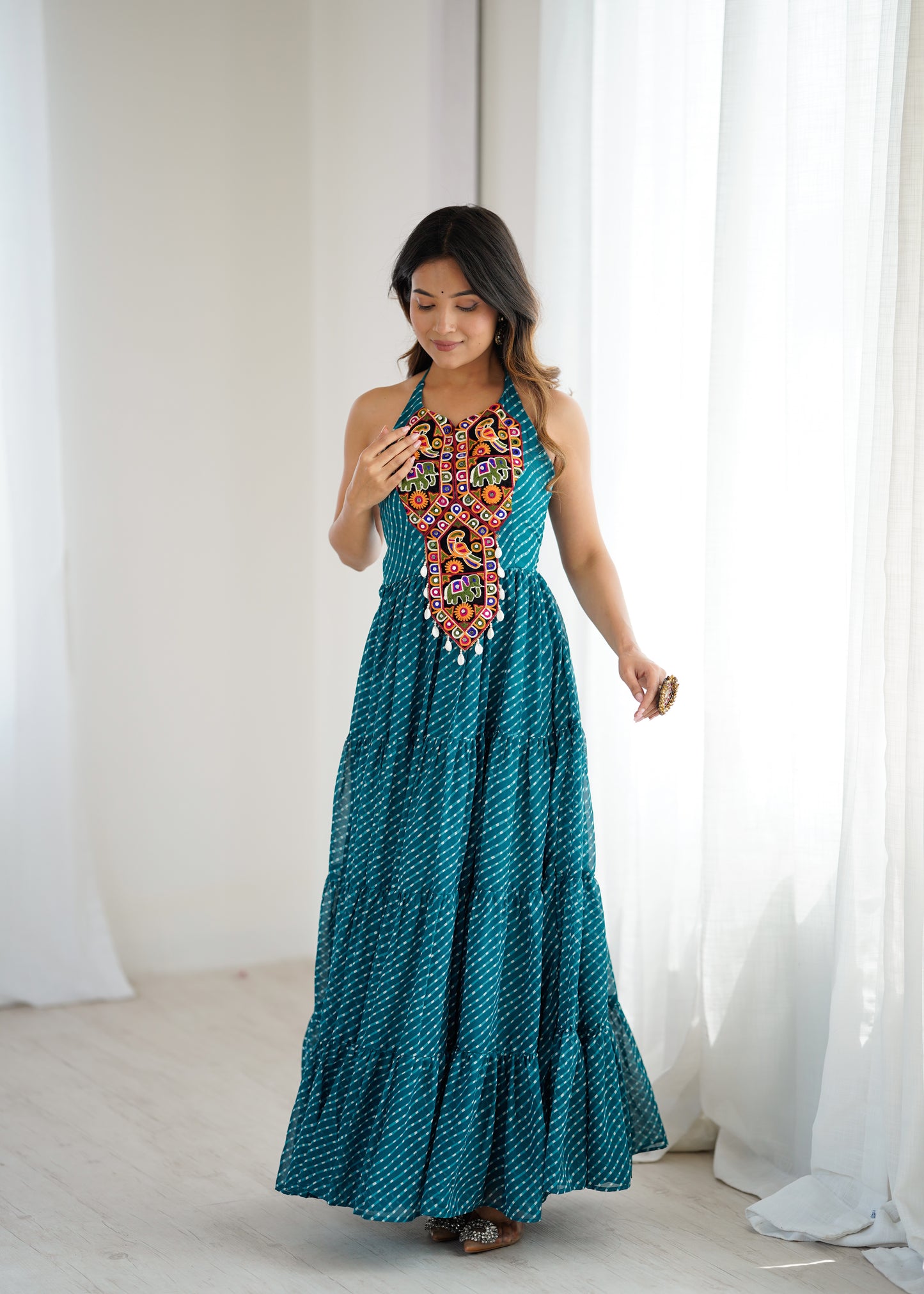 Gown with 8-Meter Flair & Tassel Detailing