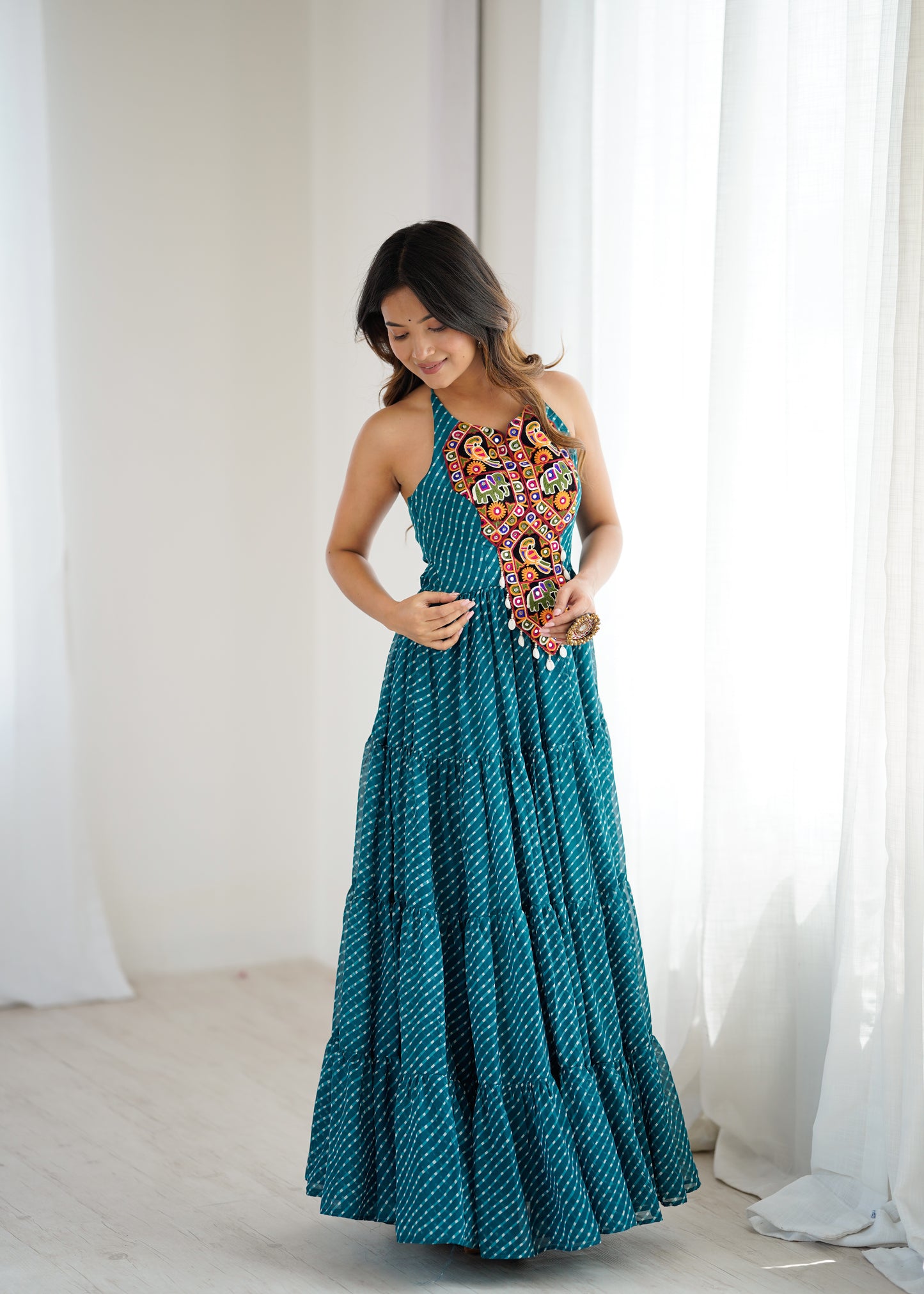 Gown with 8-Meter Flair & Tassel Detailing