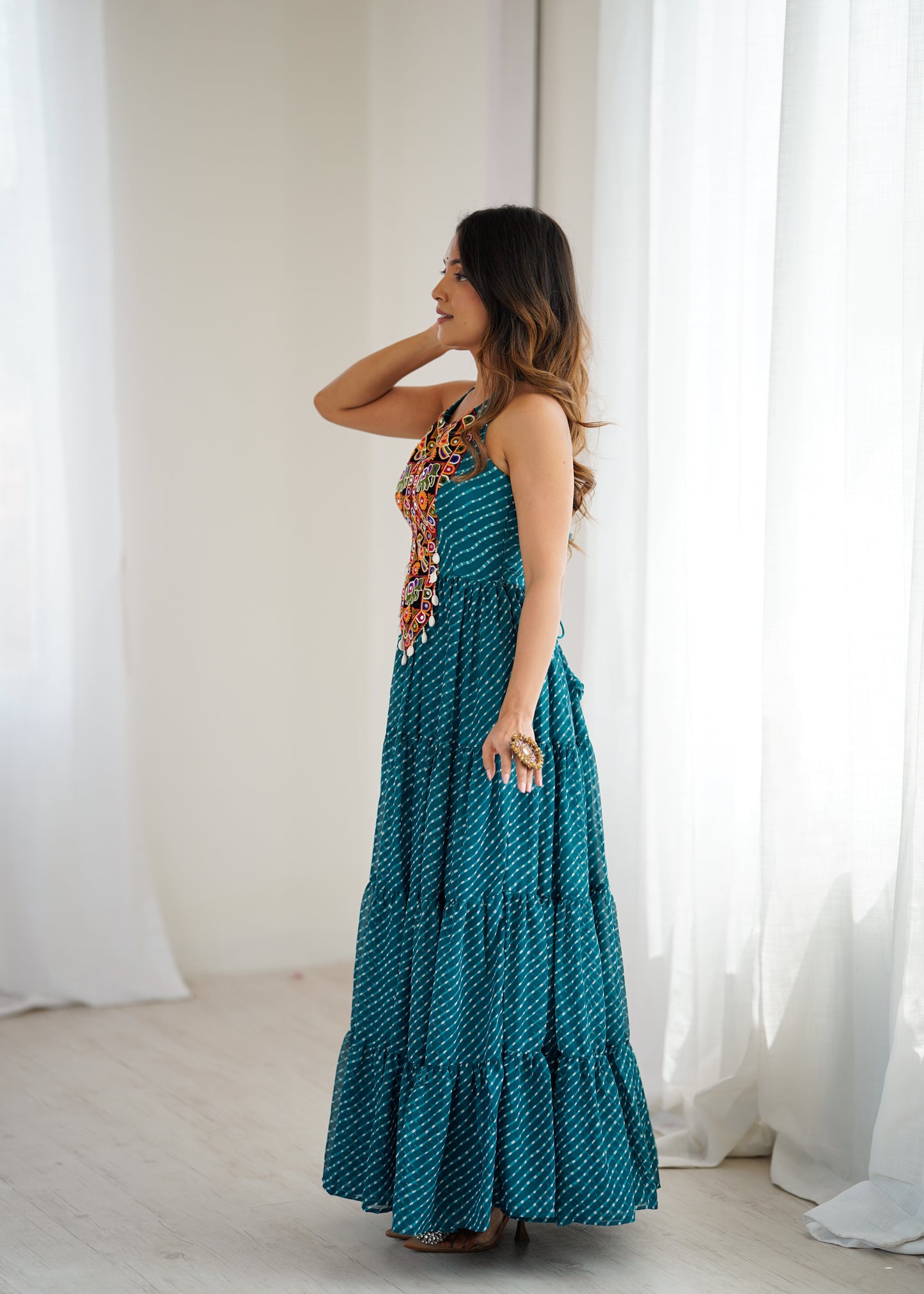 Gown with 8-Meter Flair & Tassel Detailing