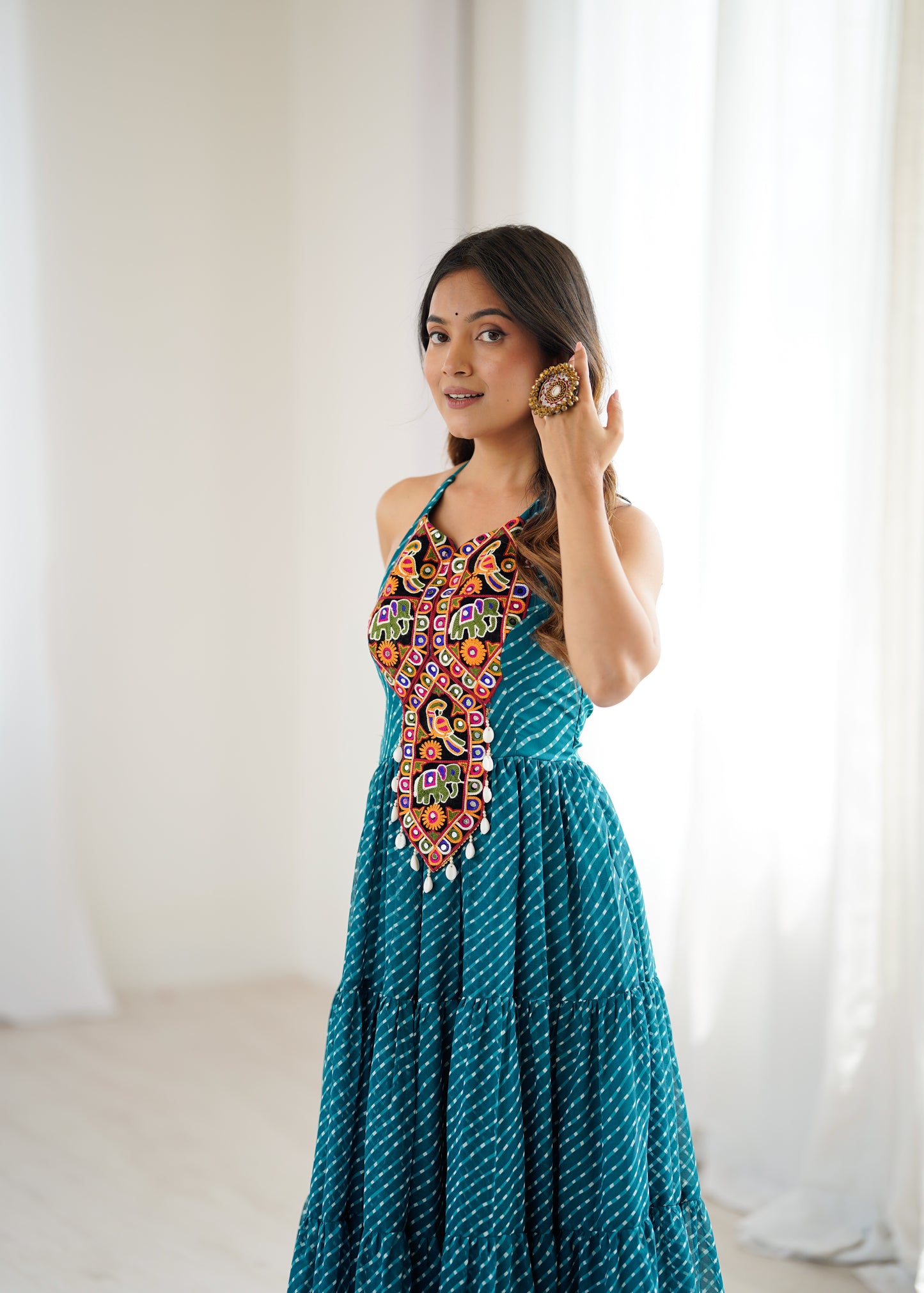 Gown with 8-Meter Flair & Tassel Detailing