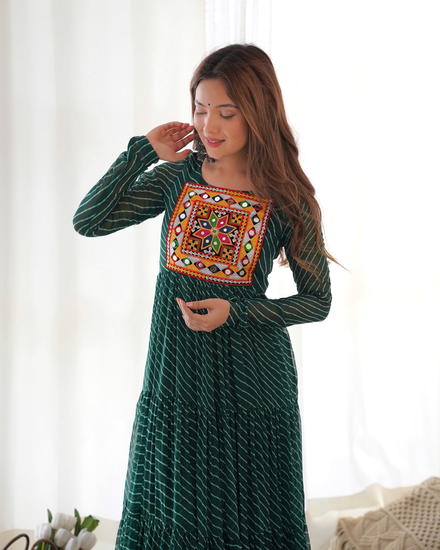 Designer Laheriya Print Anarkali Gown