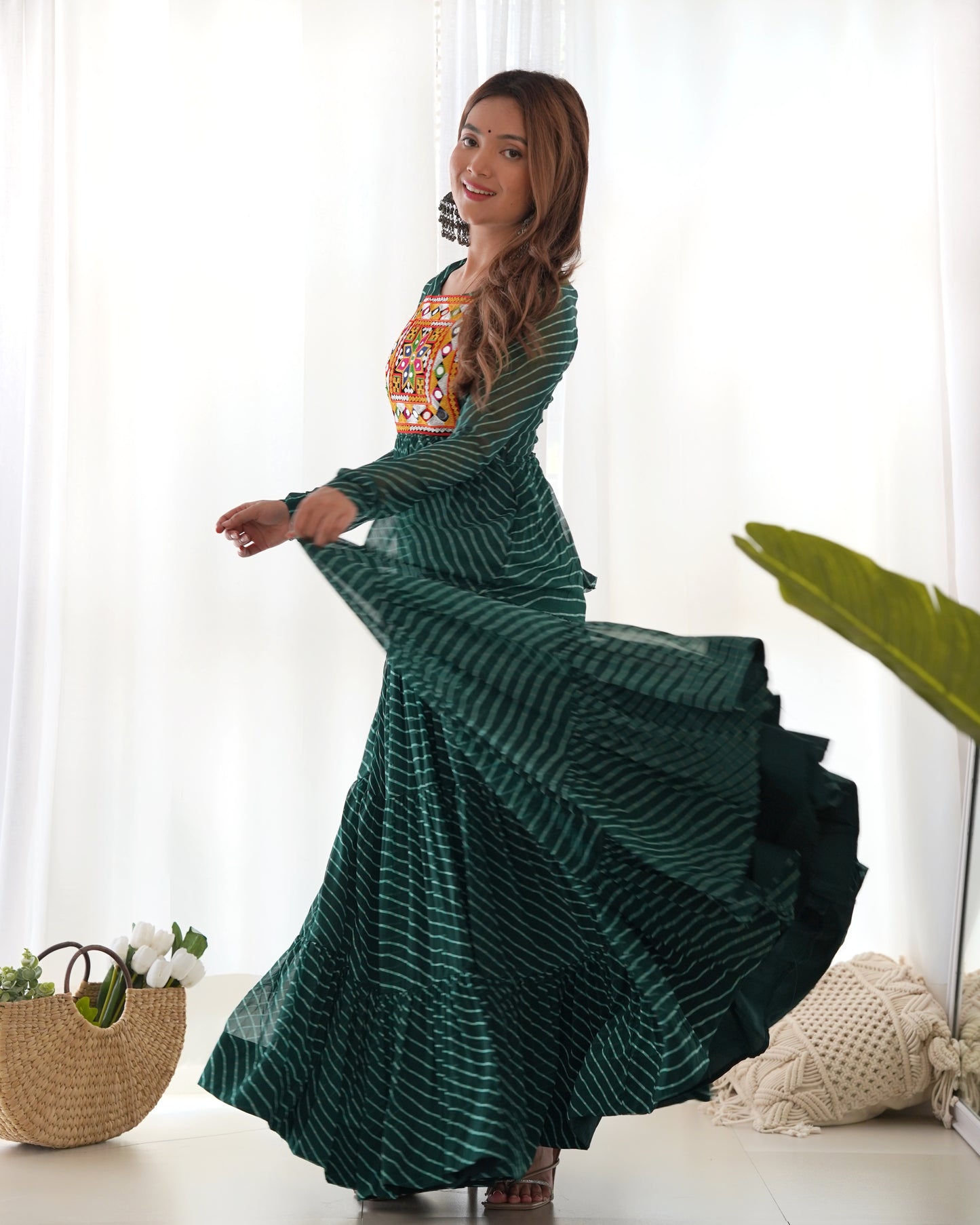Designer Laheriya Print Anarkali Gown