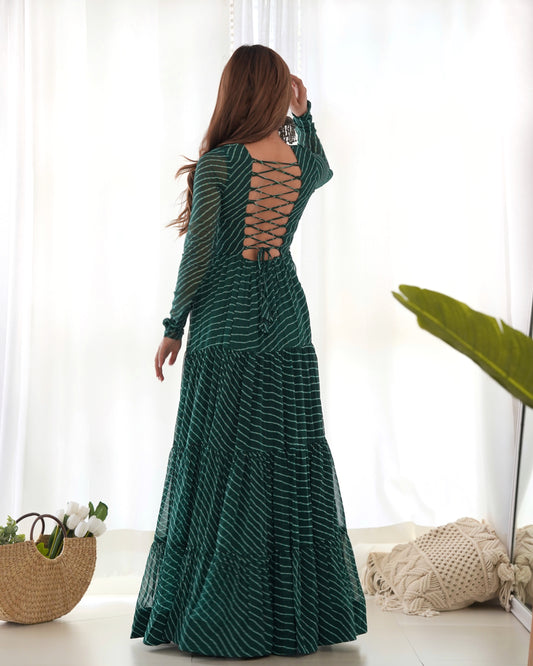 Designer Laheriya Print Anarkali Gown