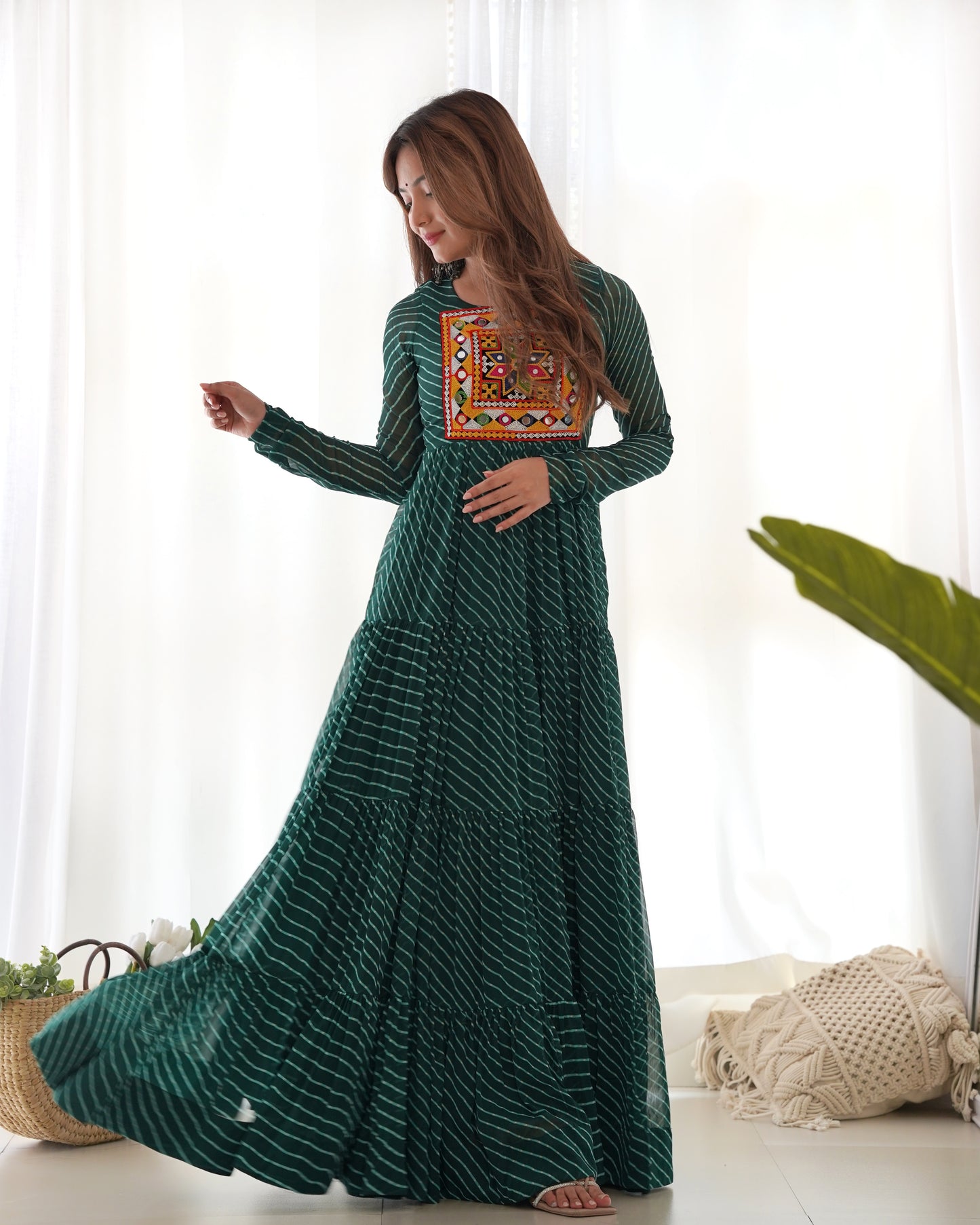 Designer Laheriya Print Anarkali Gown