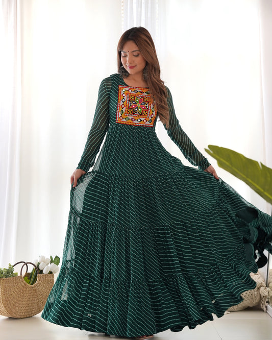 Designer Laheriya Print Anarkali Gown